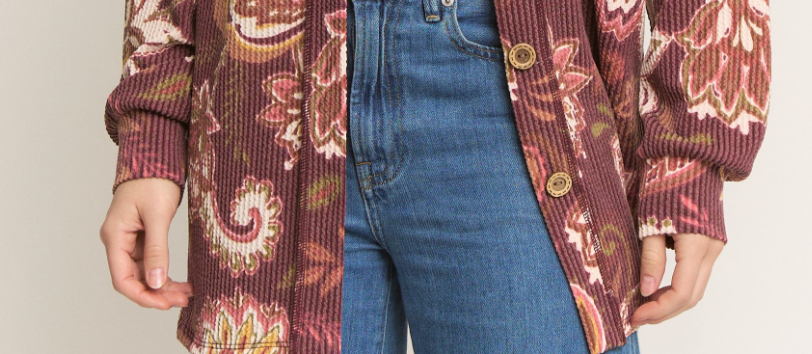 Paisley Urban Rib Shacket WINE