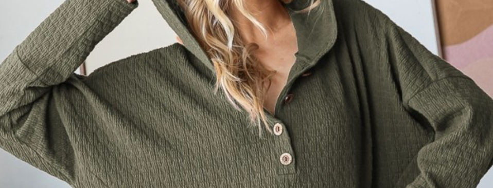 Jacquard Kangaroo Hoodie OLIVE