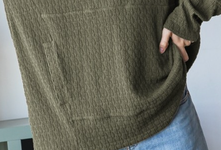 Jacquard Kangaroo Hoodie OLIVE