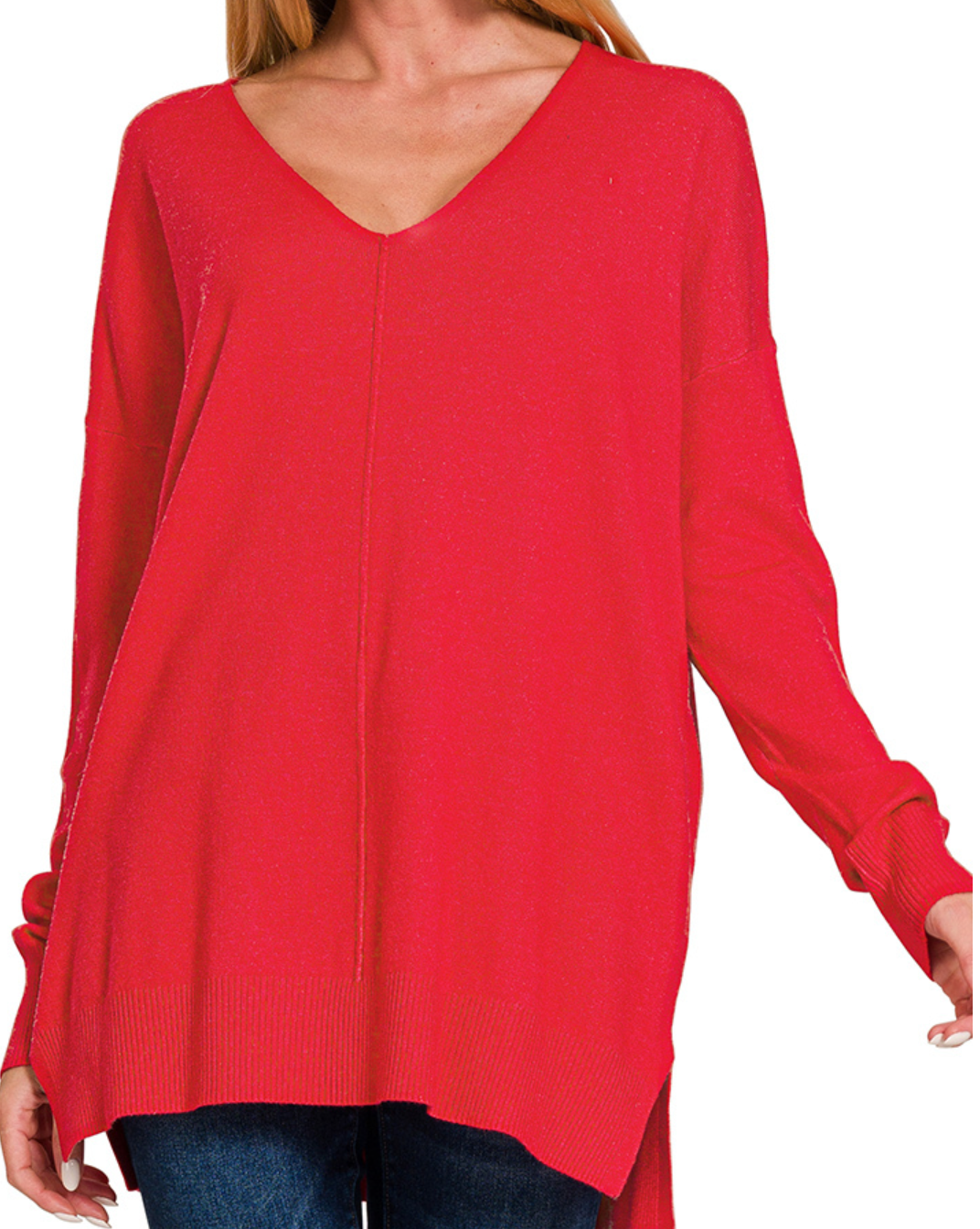 Viscos Front Seam Sweater RED