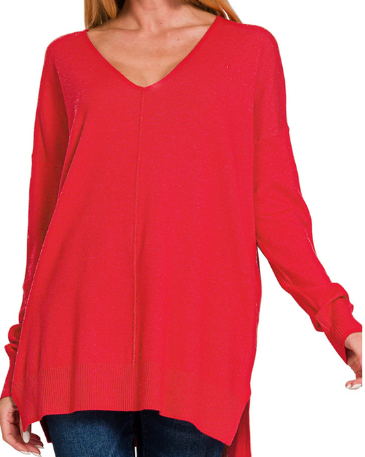 Viscos Front Seam Sweater RED