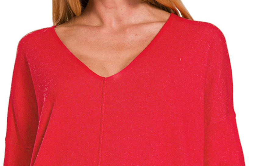 Viscos Front Seam Sweater RED