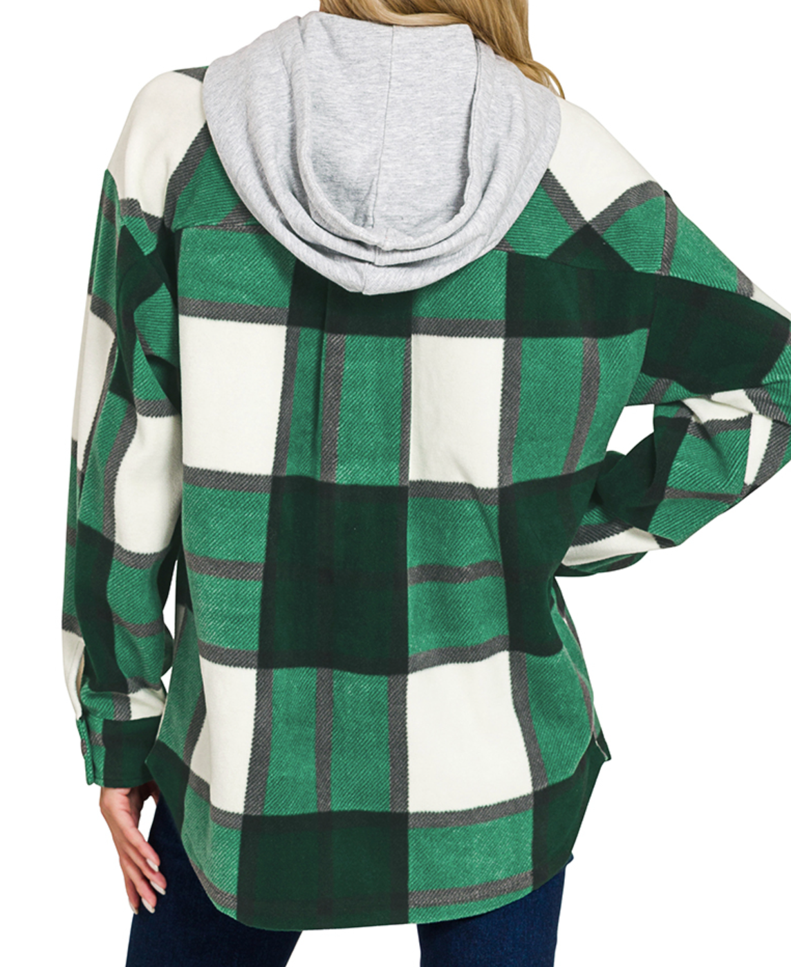 Plaid Fleece Hoodie Shacket HUNTER