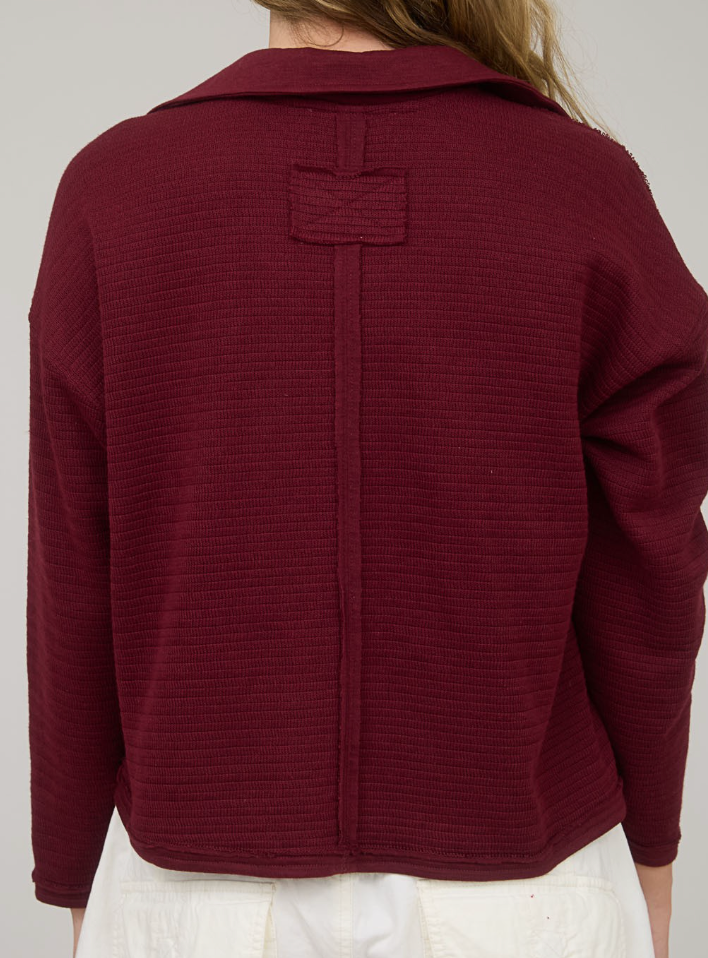 Exposed Seam Textured Polo WINE