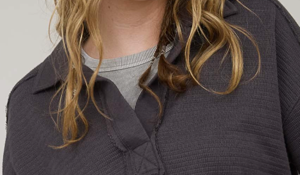 Exposed Seam Textured Polo CEMENT