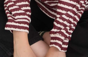 Stripe Textured Henley Knit BURGUNDY