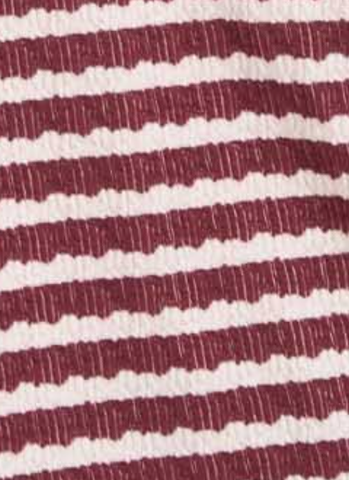 Stripe Textured Henley Knit BURGUNDY