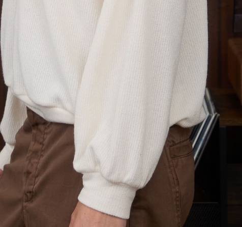 Collared 1/2 Snap Button Knit CREAM