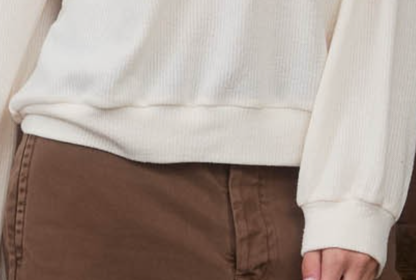 Collared 1/2 Snap Button Knit CREAM