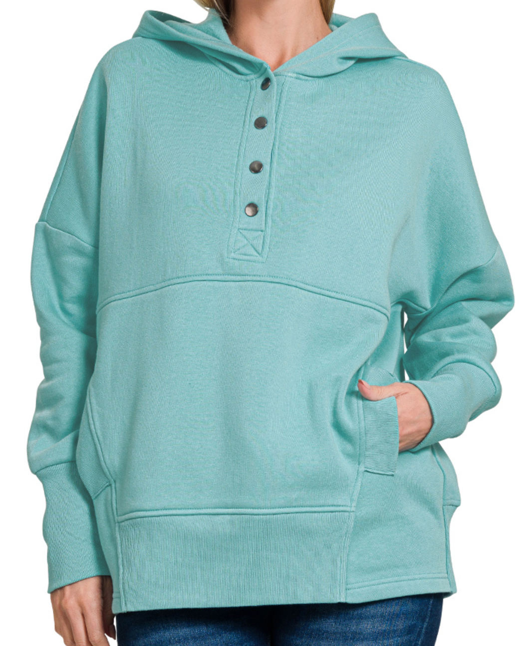 Fleece 1/2 Snap Hooded Sweatshirt BAHAMA