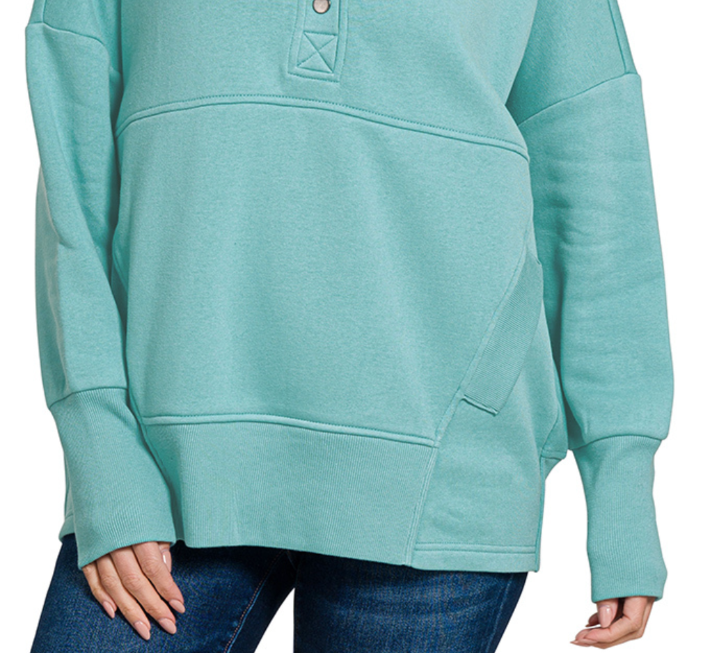 Fleece 1/2 Snap Hooded Sweatshirt BAHAMA