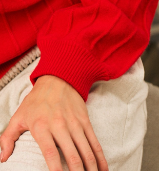 Luxe Crew Neck Cardi Sweater RED