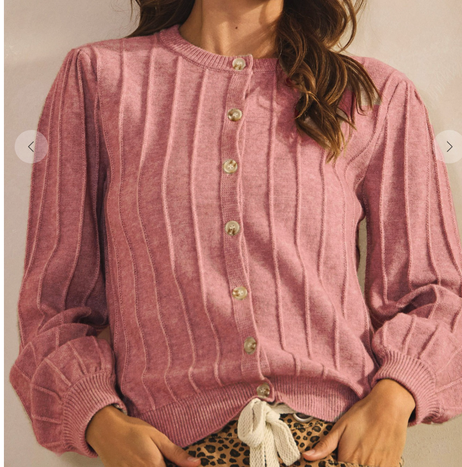 Luxe Crew Neck Cardi Sweater BLUSH