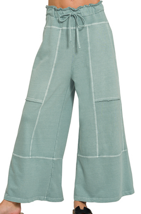 Pocketed Wide Leg Palazzo 25" JADE