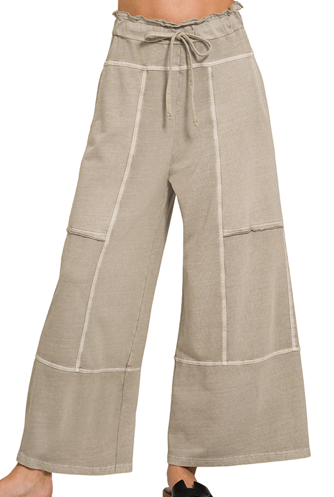 Pocketed Wide Leg Palazzo 25" MOCHA