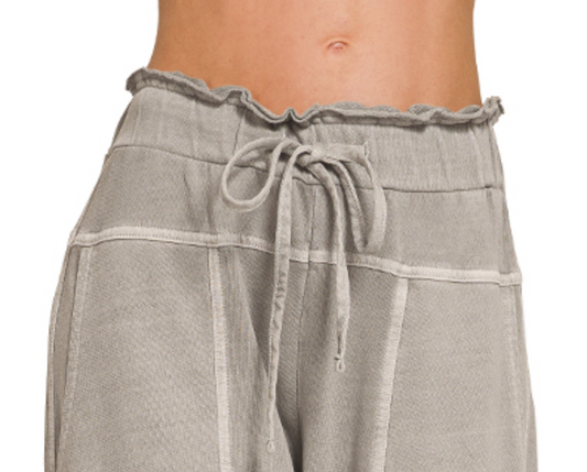 Pocketed Wide Leg Palazzo 25" SLEET