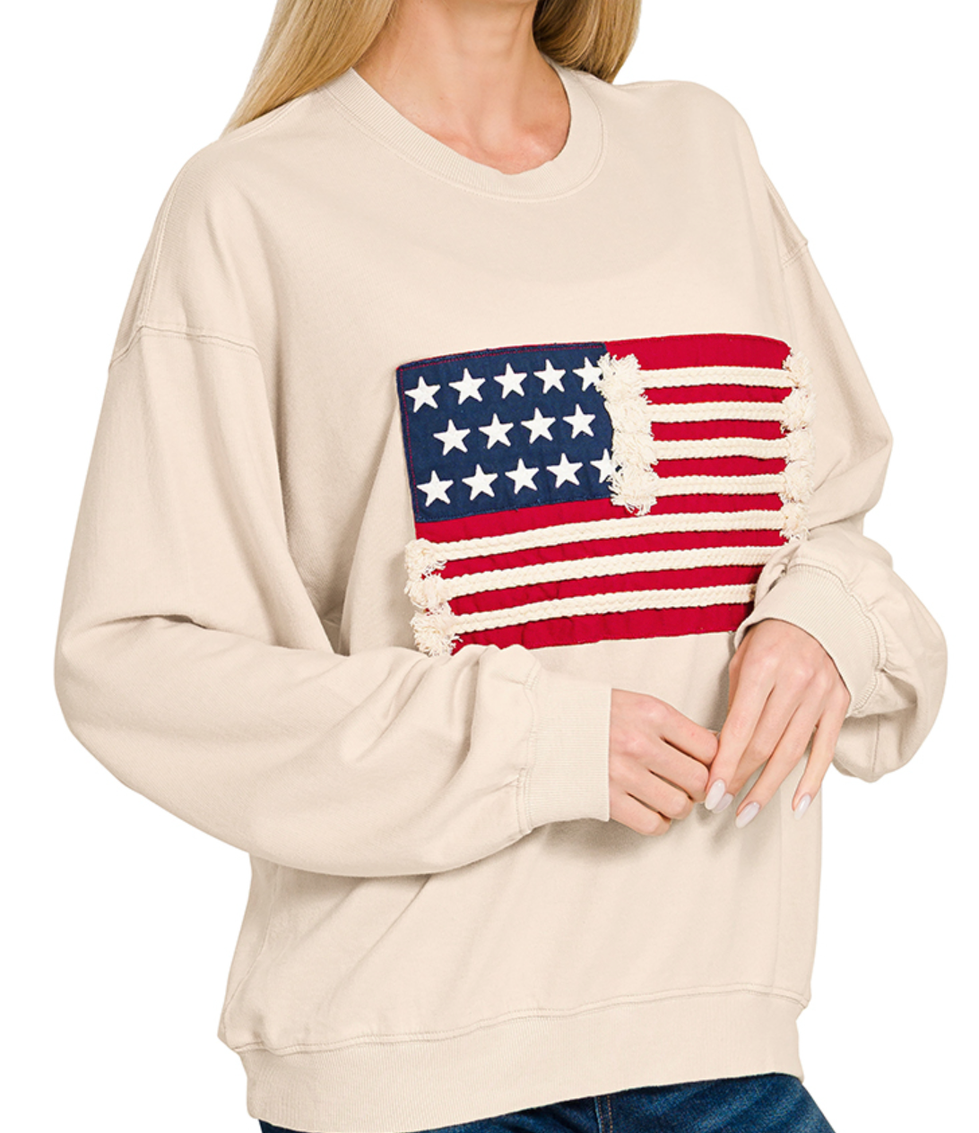 American Flag Sweatshirt SAND