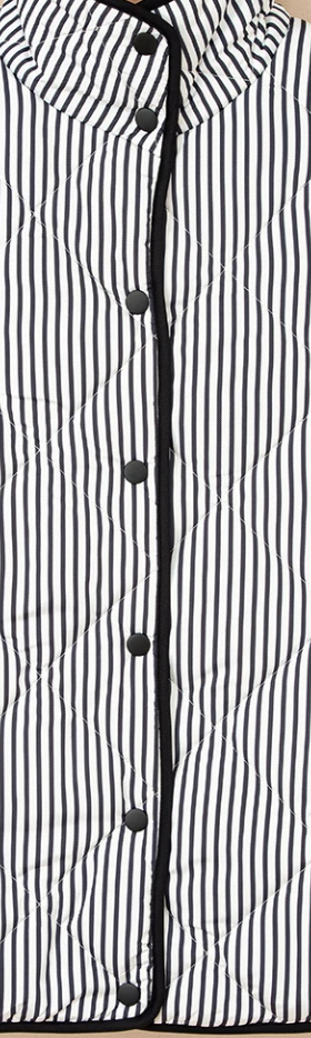 Stripe Snap Button Collared Vest B&W