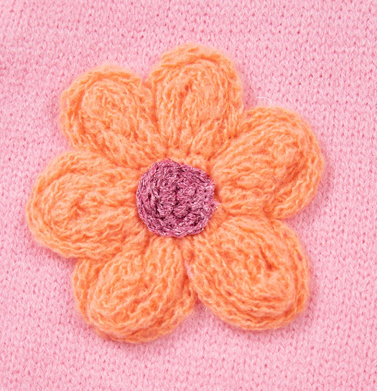 Knitted Floral Pattern Cardi  PINK