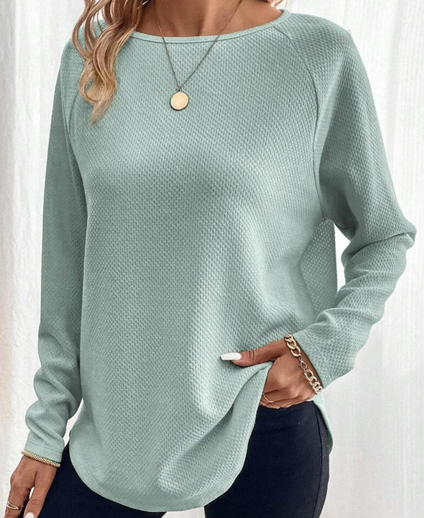 Textured Raglan Sleeve Knit Tunic LT JADE