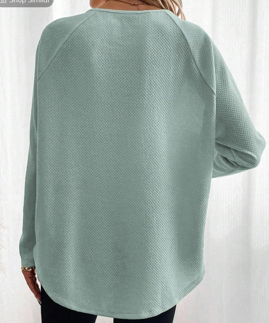 Textured Raglan Sleeve Knit Tunic LT JADE
