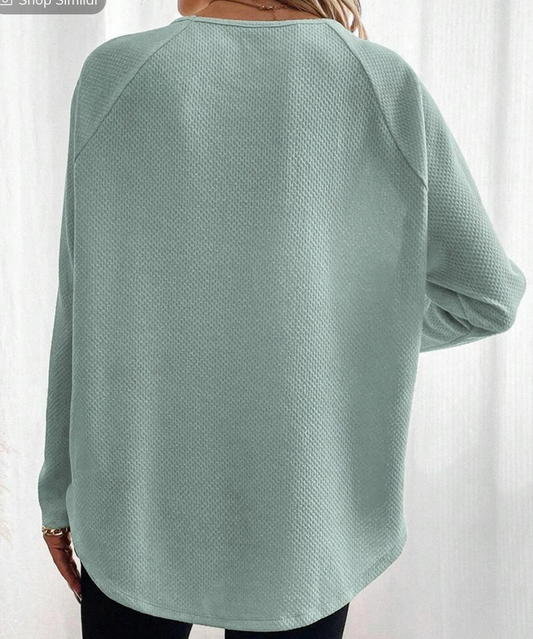 Textured Raglan Sleeve Knit Tunic LT JADE