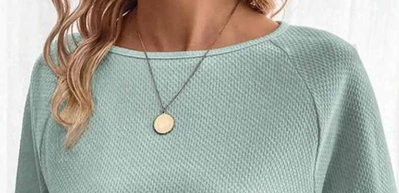 Textured Raglan Sleeve Knit Tunic LT JADE