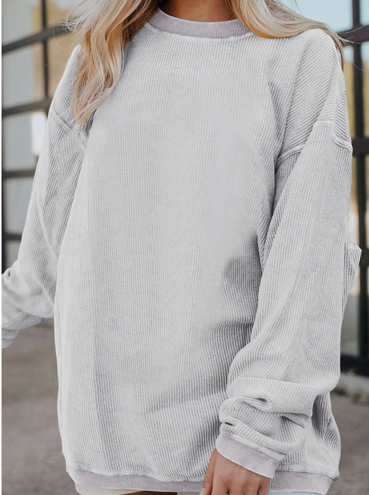Rib Corduroy Oversized Sweatshirt GRAY