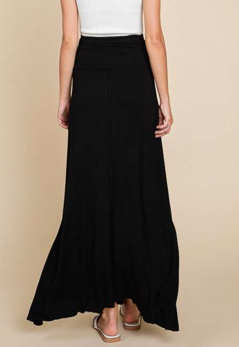 High~Low Peekaboo Maxi Skirt BLACK