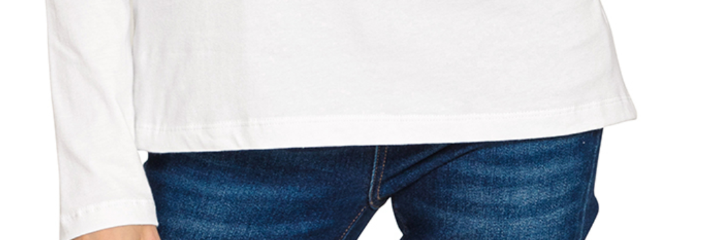 Cotton V~Neck Long Sleeve WHITE