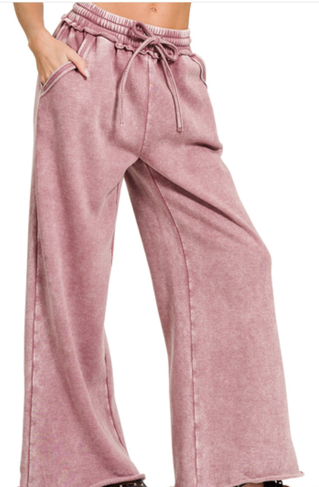 Acid Wash Palazzo Pants 30" BLUSH