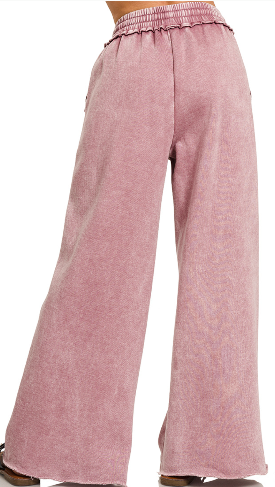 Acid Wash Palazzo Pants 30" BLUSH