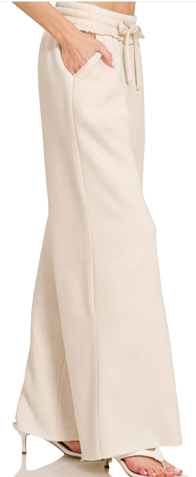 Acid Wash Palazzo Pants 30" SAND