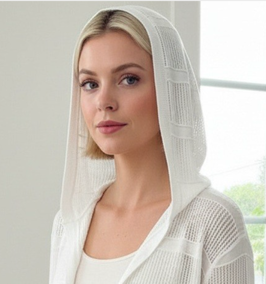 Pointelle Hoodie Cardi WHITE
