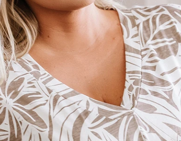 Floral V~Neck Blouse MUSHROOM