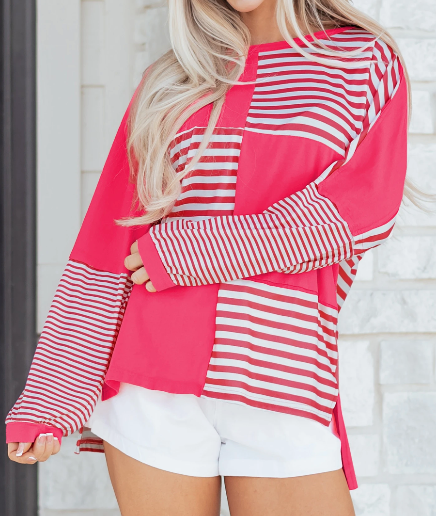 Patchwork Drop Shoulder Tunic WATERMELON