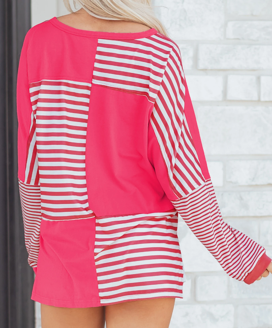 Patchwork Drop Shoulder Tunic WATERMELON