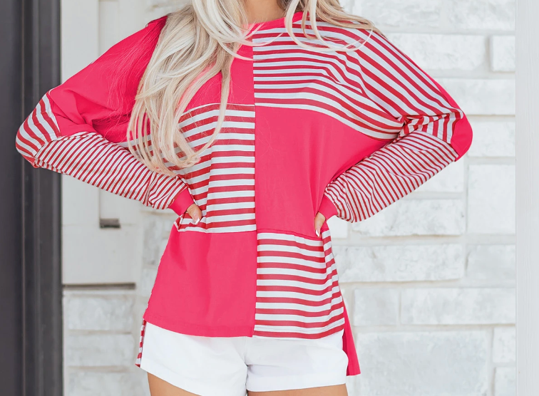 Patchwork Drop Shoulder Tunic WATERMELON