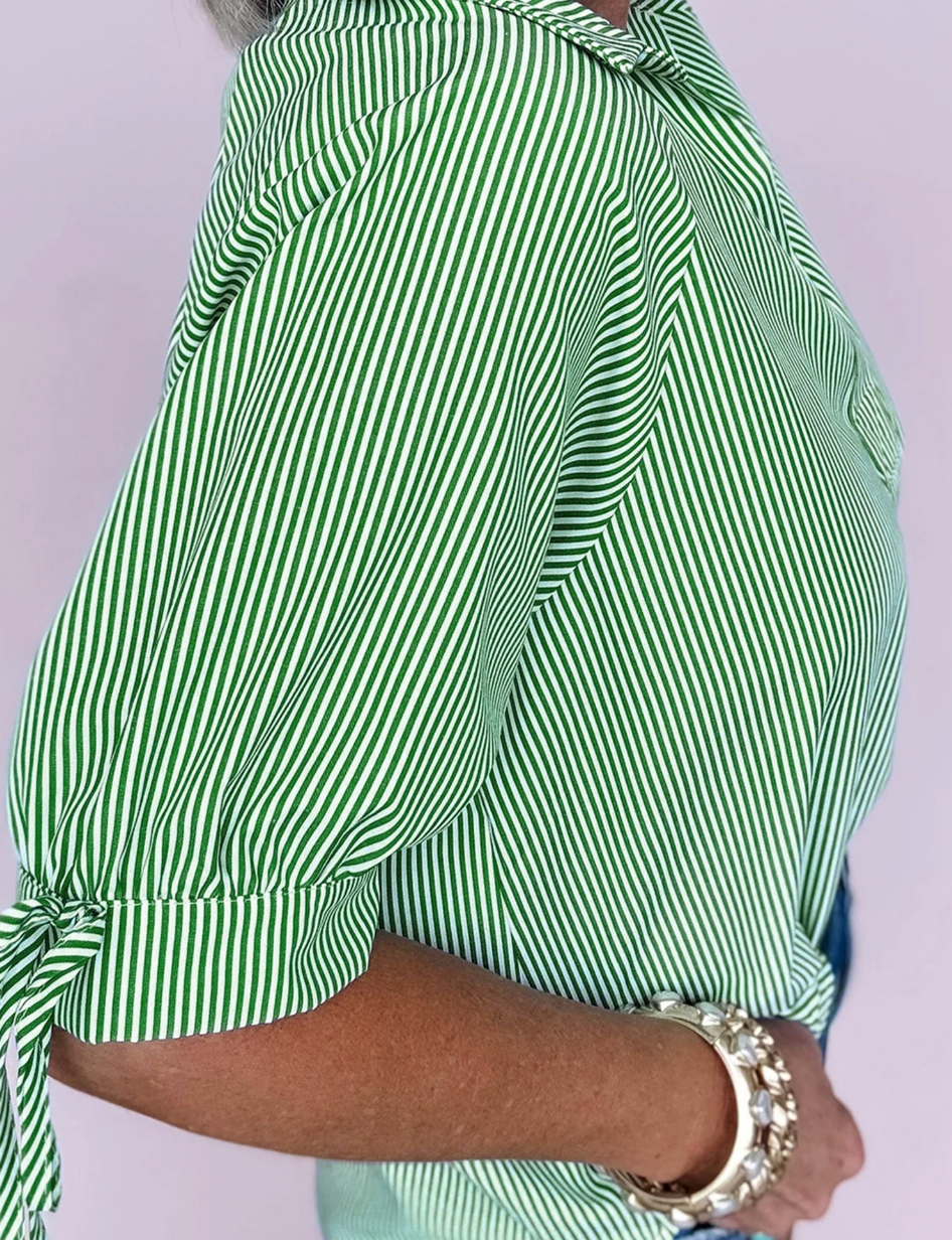 Striped Collared 1/2 Sleeve GREEN