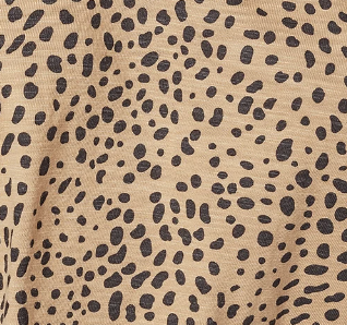 Cheetah Frill V~Neck Shirred Blouse KHAKI