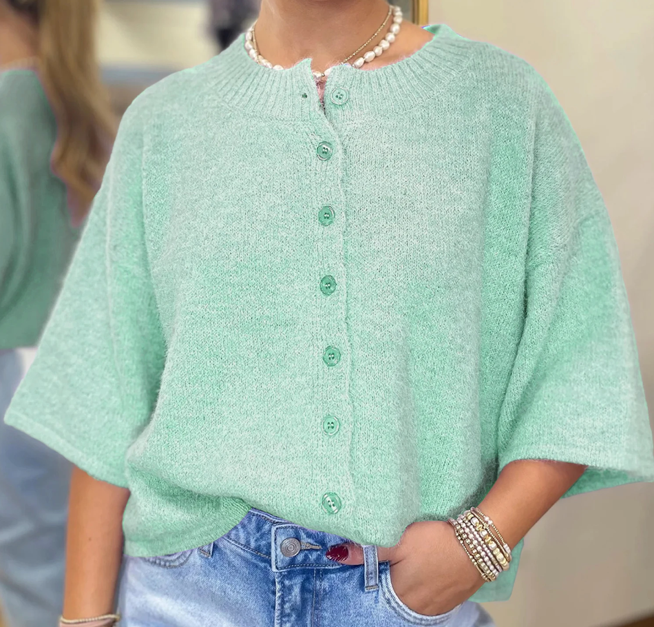 Boxy Button Down Cardi Sweater MINT