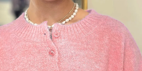 Boxy Button Down Cardi Sweater PEACH