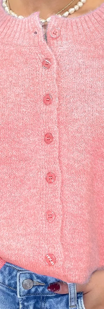 Boxy Button Down Cardi Sweater PEACH