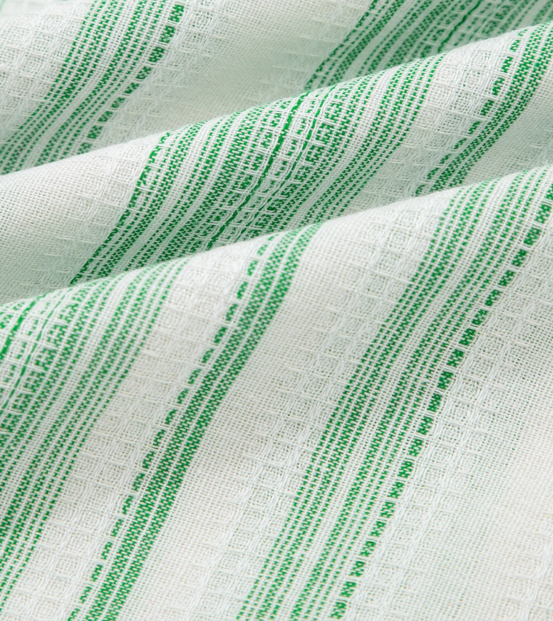 Stripe Gauze 1/2 Button Blouse GREEN