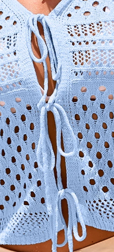 Tie Crochet Flare Sleeve Sweater CONEFLOWER