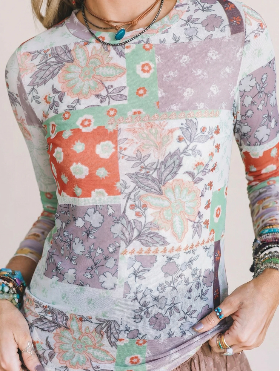 Mixed Floral Patchwork Mesh MULTI
