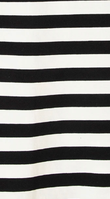 Stripe Collar V~Neck Ruffle BLACK