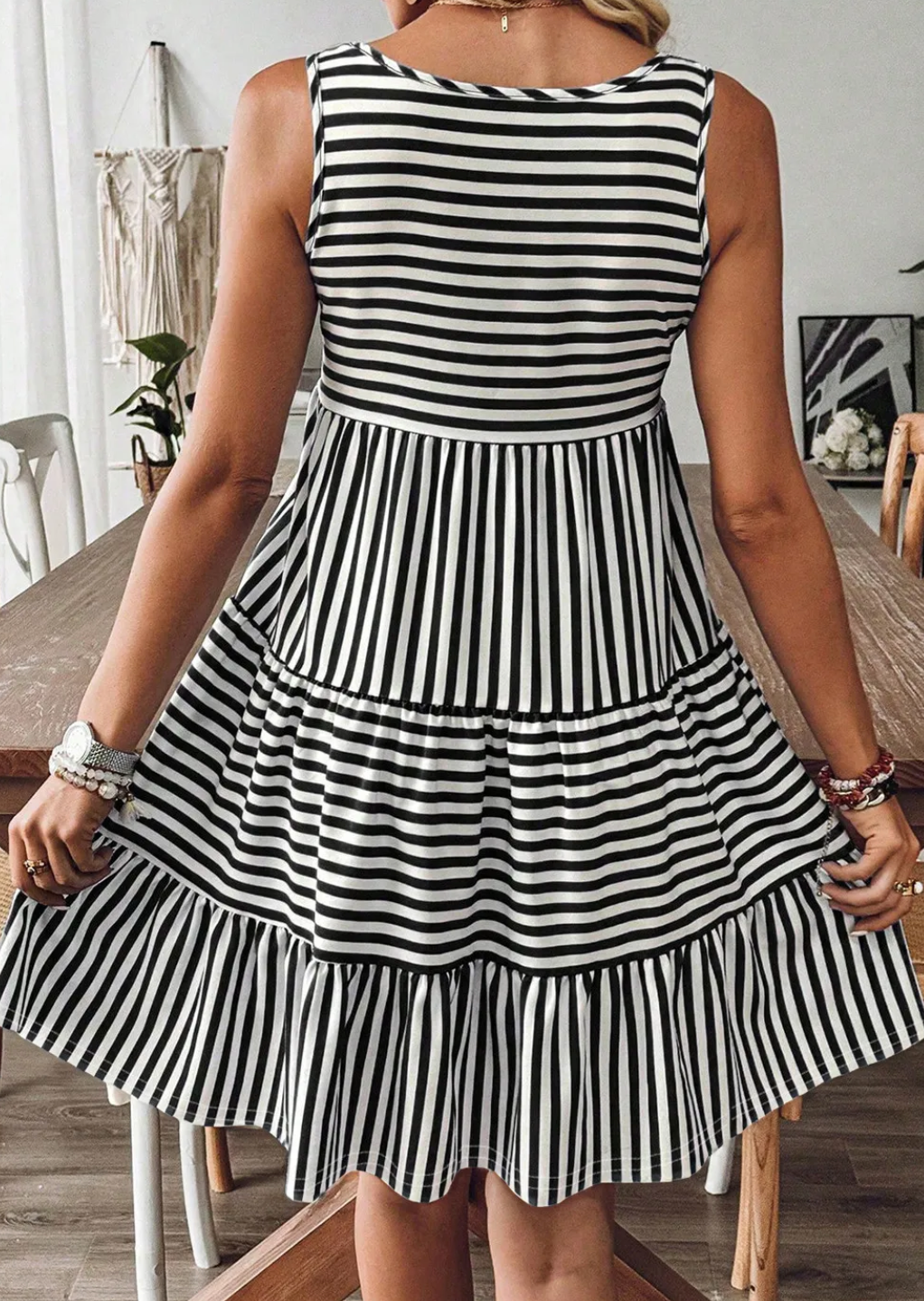 Free Spirit Stripe Dress B&W