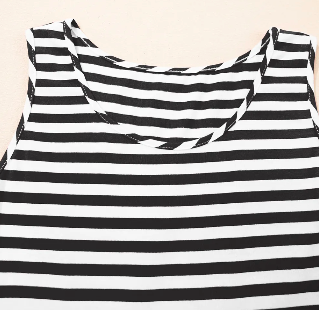 Free Spirit Stripe Dress B&W
