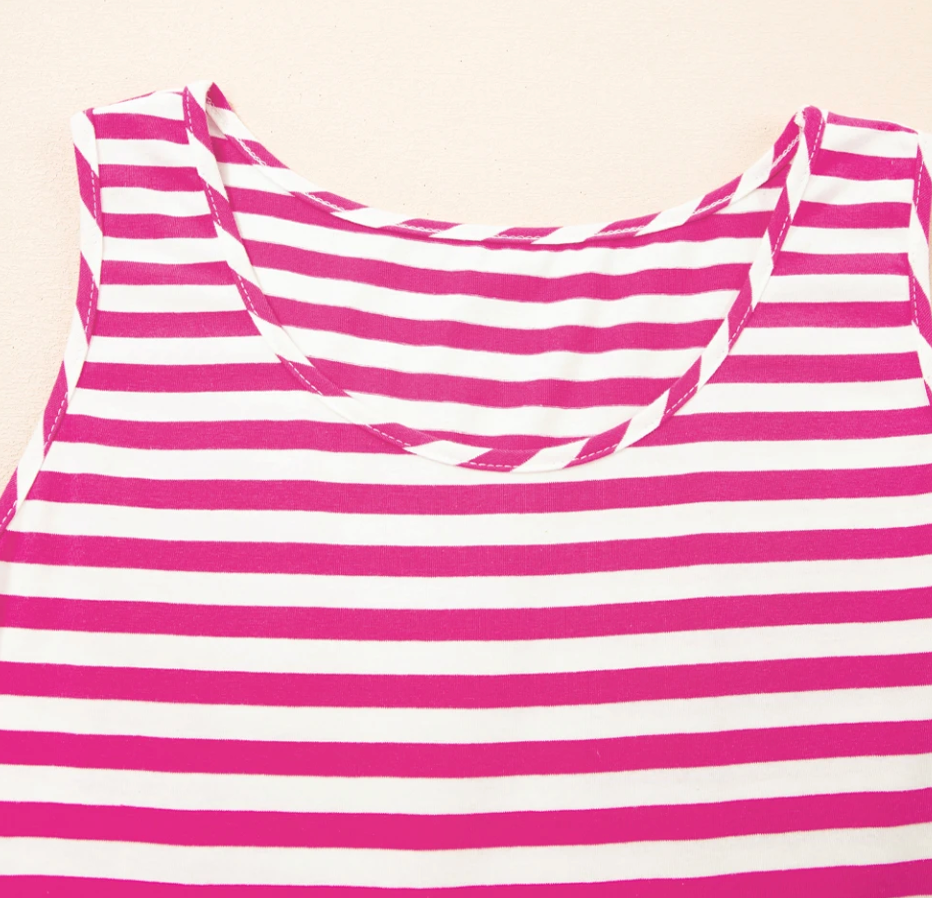 Free Spirit Stripe Dress FUCHSIA